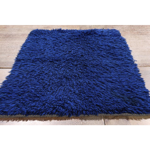 Vintage Blue Swedish Rya Rug, 02'02 X 03'09 For Sale - Image 9 of 10