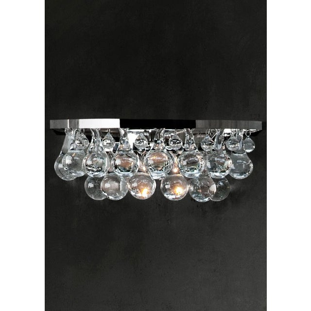Contemporary Ochre Pear SconcesPatinated Bronze Frame With Two-Tiered Rim of Clear or Mercury Grey Glass Drops For Sale - Image 3 of 5