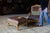 Minton Spidell Provincial Style armchair and ottoman set professionally reupholstered with one of our antique hand knotted...