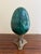 Contemporary Monumental Malachite Egg on Brass Stand For Sale - Image 3 of 10