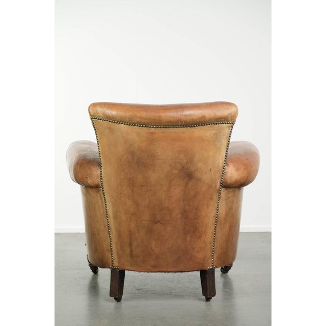 Antique English Sheepskin Armchair For Sale - Image 4 of 14