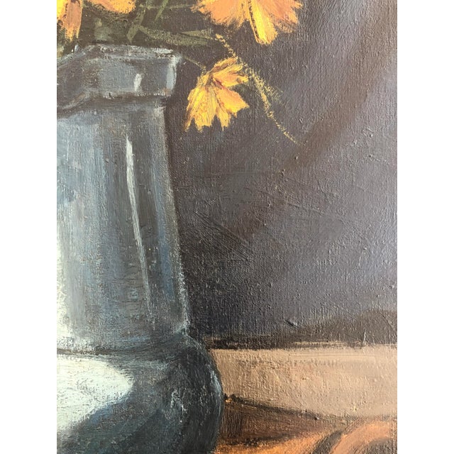 Marius Chambaz, Bouquet aux fleurs jaunes, Oil on Canvas For Sale - Image 4 of 9