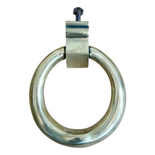 Antique Brass Ring Door Knocker, 1920s For Sale