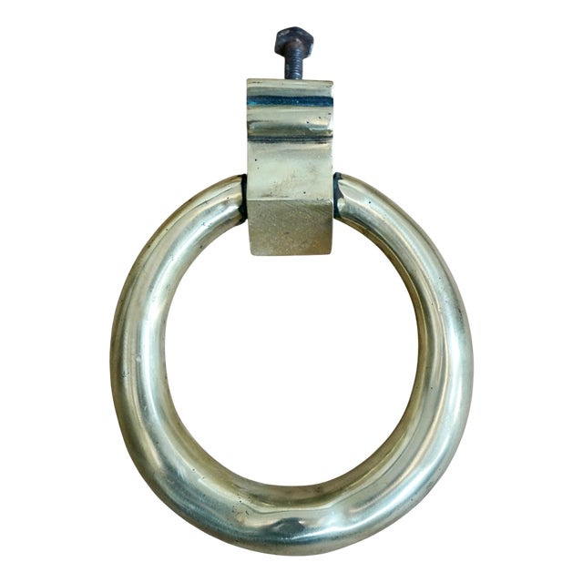 Antique Brass Ring Door Knocker, 1920s For Sale
