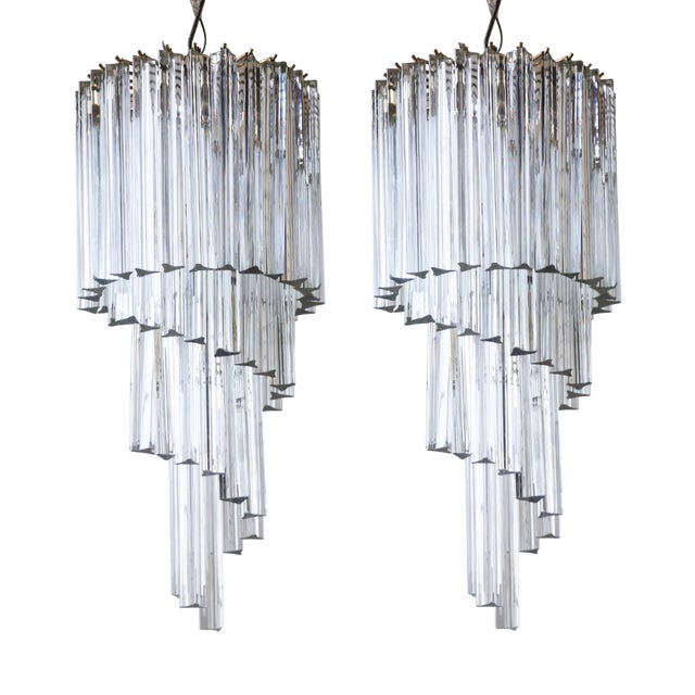 Vintage Murano Glass Chandeliers, 1970s, Set of 2 For Sale