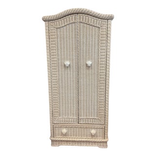 Palm Beach Regency Style Wicker Wardrobe For Sale