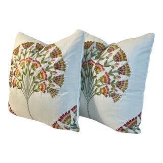 Sanderson Wild Tulip Amber “Cream” Pillow Covers- A Pair For Sale