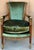 1940s Italian Neo-Classical Style Walnut & Gilt Bergere Chairs in Green Velvet - Pair For Sale - Image 5 of 6