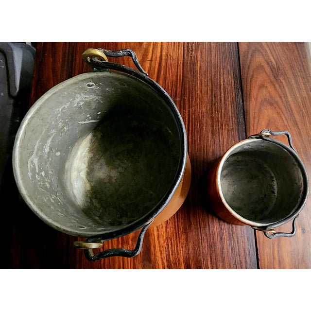 Beautiful Vintage Swiss Copper Pails With Iron Handles - Pair For Sale In Los Angeles - Image 6 of 9