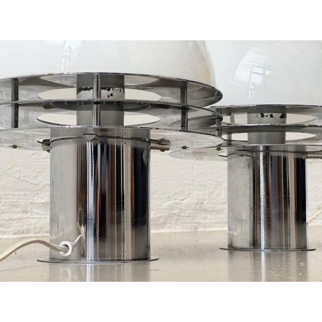 Space Age Table Lamps with Opal Glass Dome and Chrome Rings, 1970s For Sale - Image 12 of 18