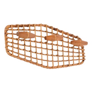Franco Albini Italian Wall Coat Rack in Bamboo & Rattan, Italy 1960s attributed to Franco Albini For Sale