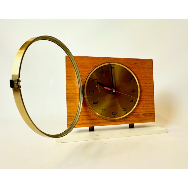 Mid-Century Modern Teak and Brass Table Clock from Emes, 1960s For Sale - Image 13 of 17