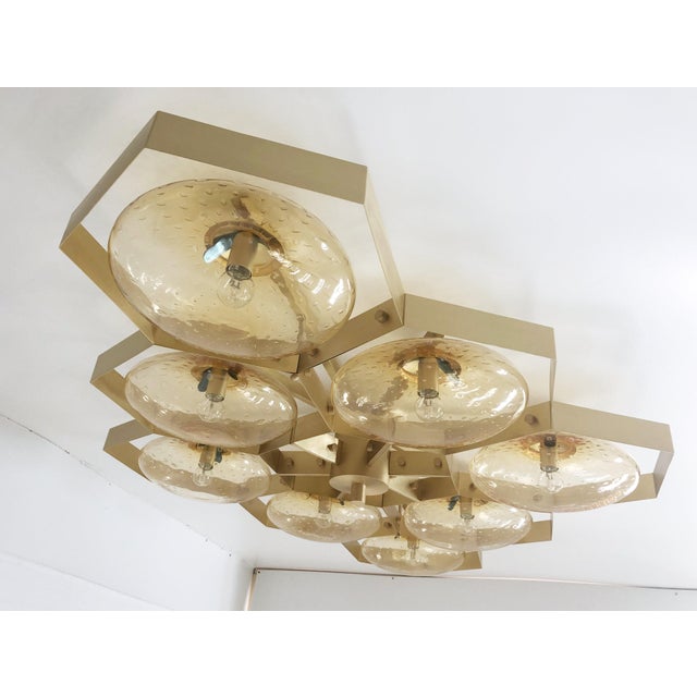 Fabio Ltd 21st Century Hive Satin Brass Amber Bubbles Murano Flush Mount by Fabio LTD For Sale - Image 4 of 10
