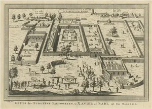 Birds Eye View of the European Trading Posts at Sabi, 1748, Paper