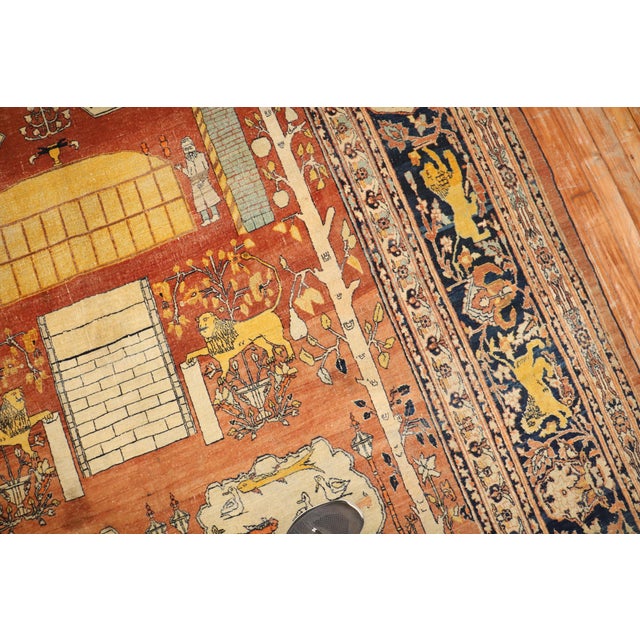 Late 20th Century Hadji Jalili Tabriz Animal Pictorial Prayer Rug For Sale - Image 12 of 18