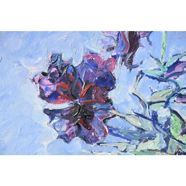 Richild Holt, Pansies, 1990, Oil Painting on Canvas, Framed For Sale - Image 9 of 12