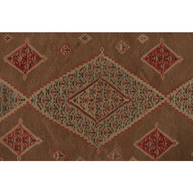 Antique Traditional Senneh Persian Red and Blue Wool Kilim With Earth Tones For Sale In New York - Image 6 of 10