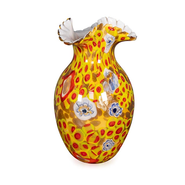 Vintage Italian Hand Blown Millefiori Glass Vase, Murano, 1990s For Sale - Image 9 of 9