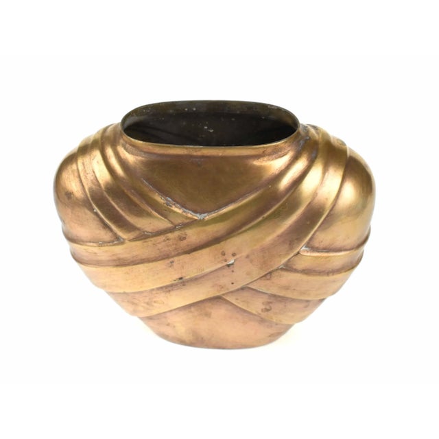 Late 20th Century Modern Art Deco Gold Solid Brass Vase For Sale - Image 6 of 6