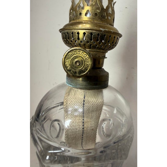 Rare Antique 19th Century Glass Brass Marble Boudoir Whale Oil Table Lamp For Sale - Image 11 of 11