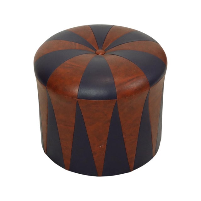 Vintage Round Pouf in Two-Tone Skai Sixties, 1960s For Sale - Image 12 of 12