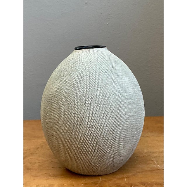 Vintage Textured Ceramic Vase For Sale - Image 18 of 18