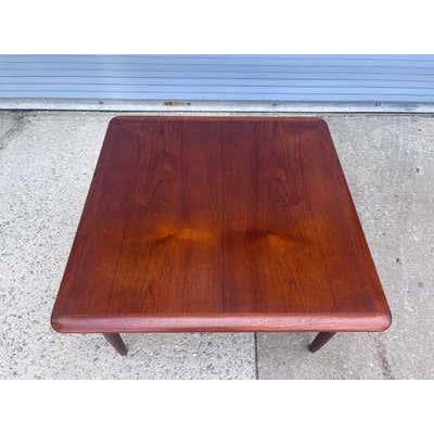 Gunnar Schwartz Teak square coffe table with a bottom cane shelf. Top has been refinished and is ready to go! Beautiful...