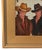 Impressionist oil painting on an artist's hardboard panel of two western cowboys with hats displayed in a complementary...