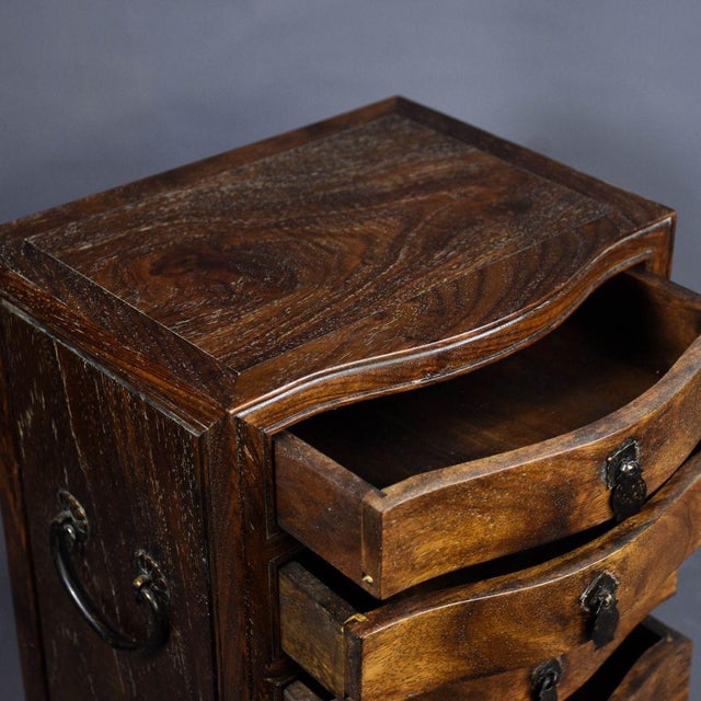 Brass Vintage Chinese Rosewood Miniature Cabinet With Hair Grain and Brass Pulls For Sale - Image 8 of 9