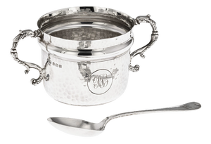 Antique 20th Century English Silver Sugar Bowl & Spoon by S.W. Smith & Co., 1911, Set of 2
