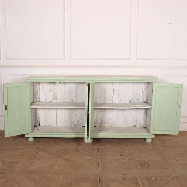 Turquoise Large English Painted Buffet, 1890s For Sale - Image 8 of 13