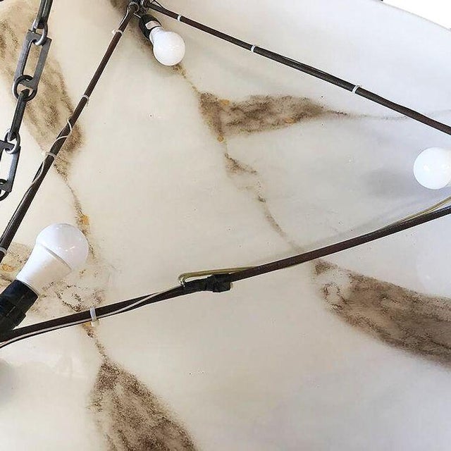 1980s Bespoke Art Deco Style Novara Faux Alabaster Saucer Chandelier For Sale In Los Angeles - Image 6 of 9