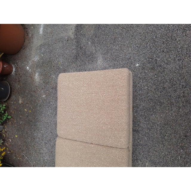 Bench with White Teddy Bear Bouclé Fabric and Conical Wooden Legs, 1990s For Sale - Image 9 of 11