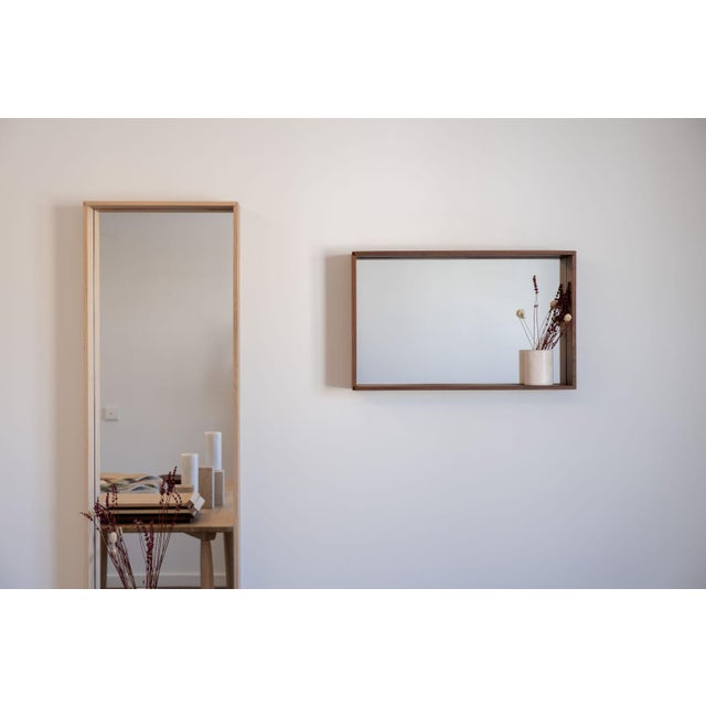 Campo Minimalist Wall Mirror in Walnut by Filipe & Viricel For Sale - Image 4 of 7