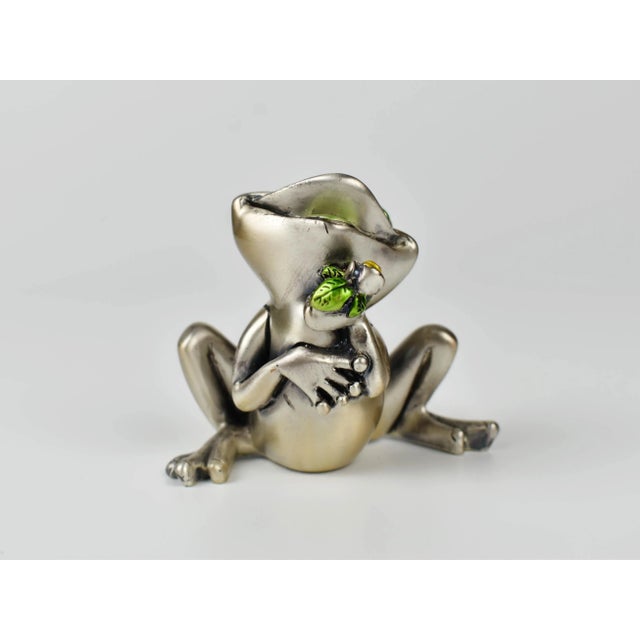 Mid-Century Modern Late 20th Century Italian Silver Plate Metal Frog Figurines - 2 Pieces For Sale - Image 3 of 13