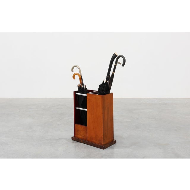 Art Deco Early Umbrella Stand in Wood and Metal, France, 1910s For Sale - Image 3 of 12