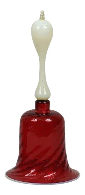 1860 English Bristol Cranberry Glass with Opalescent Opaline Handle Bell