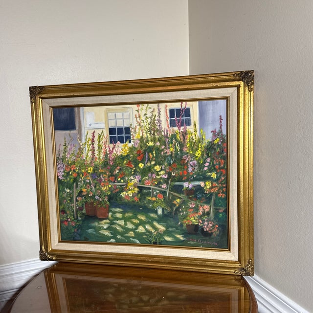 Impressionist Vintage French Style Impressionist Garden Painting by Irene Cloninger For Sale - Image 3 of 10