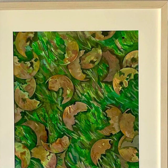Vintage Boho Original Abstract Oil Painting on Paper For Sale In West Palm - Image 6 of 12