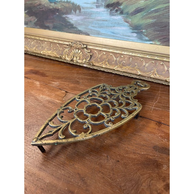 Brass Toned Cast Trivet With Ornate Victorian Design. For Sale In Seattle - Image 6 of 8
