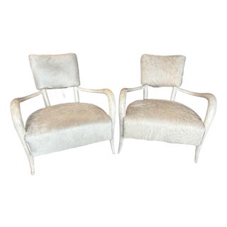 Pair of Bernhardt Interiors Elka Ivory Hair-on-Hide Accent Chairs For Sale