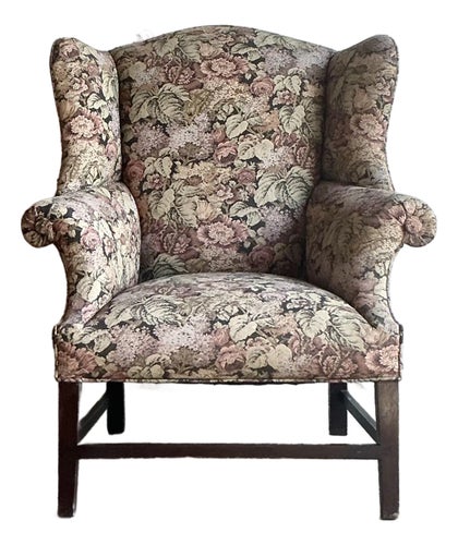Vintage Boho Tapestry Wingback Chair