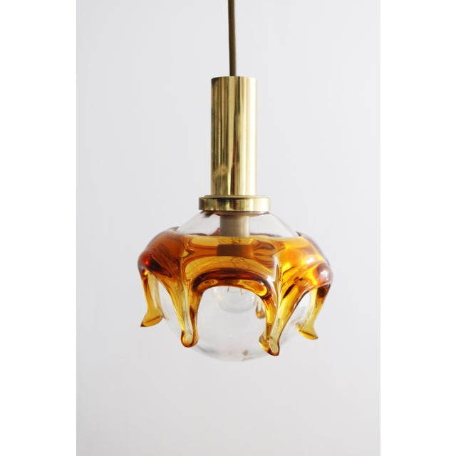 1970s Small Space Age Brass Bubble Murano Glass Pendant Light, 1970s For Sale - Image 5 of 6