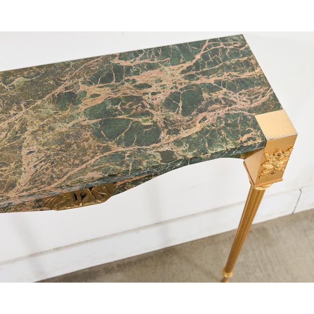 Bronze French Napoleon Empire Style Marble Bronzed Wall Console Table For Sale - Image 8 of 16