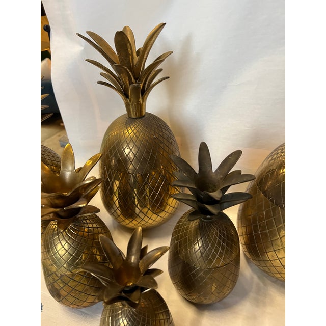 1970s Brass Pineapple Boxes - Set of 6 For Sale - Image 4 of 8