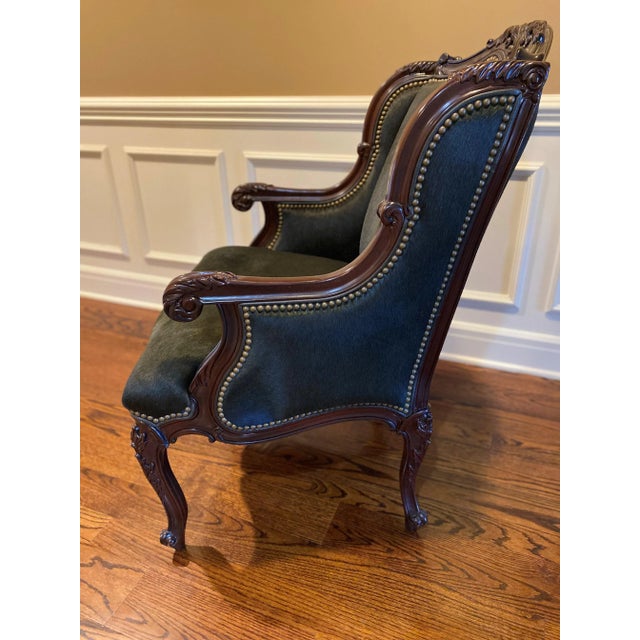 Wood Hancock and Moore Wood Framed Upholstered Chairs With Nailheads - Set of 2 For Sale - Image 7 of 12
