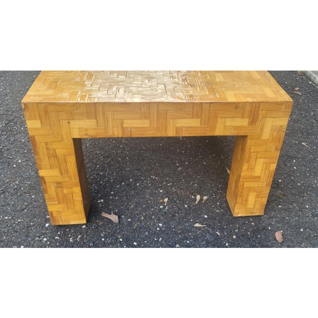 Wood Vintage Bamboo & Rattan Coffee Table For Sale - Image 7 of 9