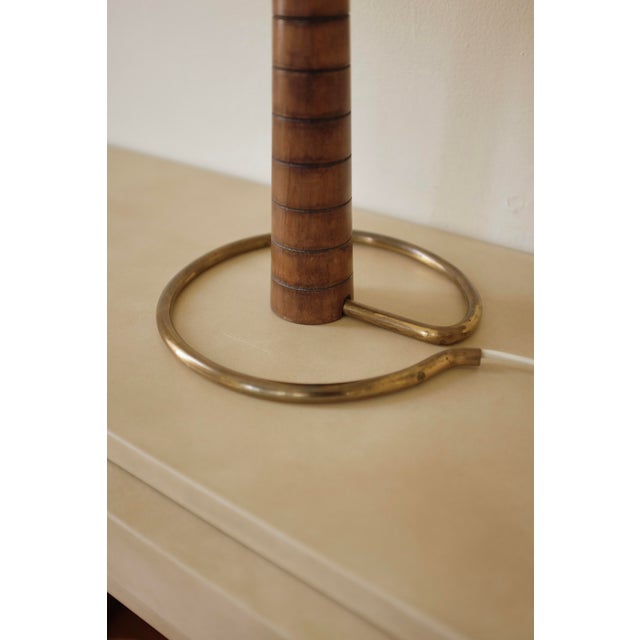 Brass 1950s Wood and Brass Swedish Mid-Century Table Lamp For Sale - Image 8 of 10
