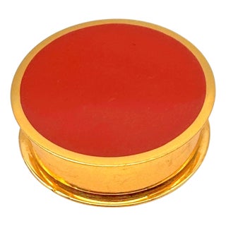 Hermès Paris Ormolu and Carnelian Enamel Pill / Trinket Box, 1960s-1980s For Sale