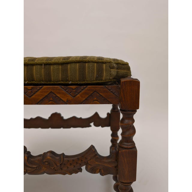 Antique Carved Walnut Stool For Sale In New York - Image 6 of 9